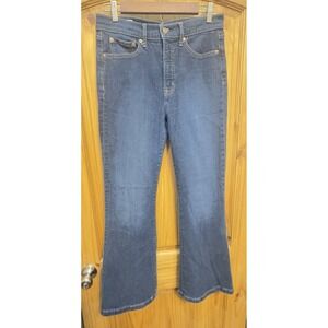 GAP‎ 70s Flare High Rise Jeans Blue Denim Size 29 8S Retro Bootcut Wide Leg